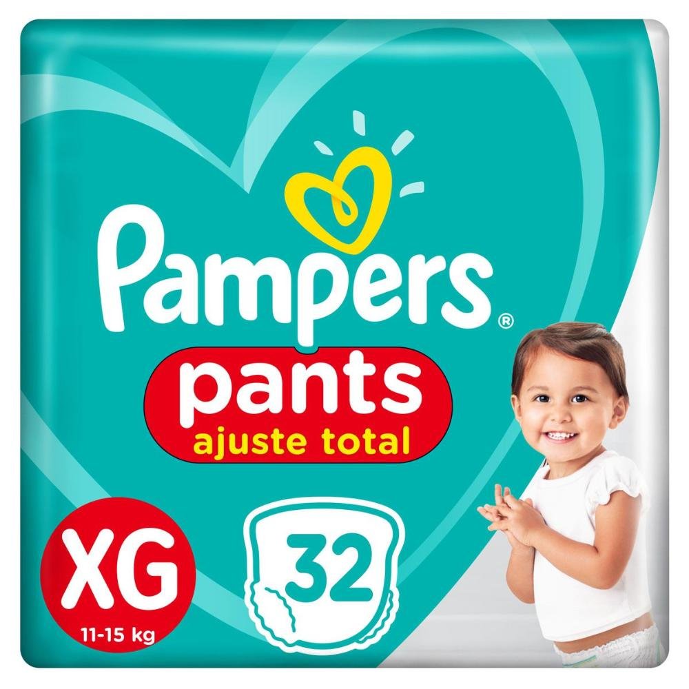 Fralda Pampers Pants Ajuste Total Tamanho XG com 32 unidades