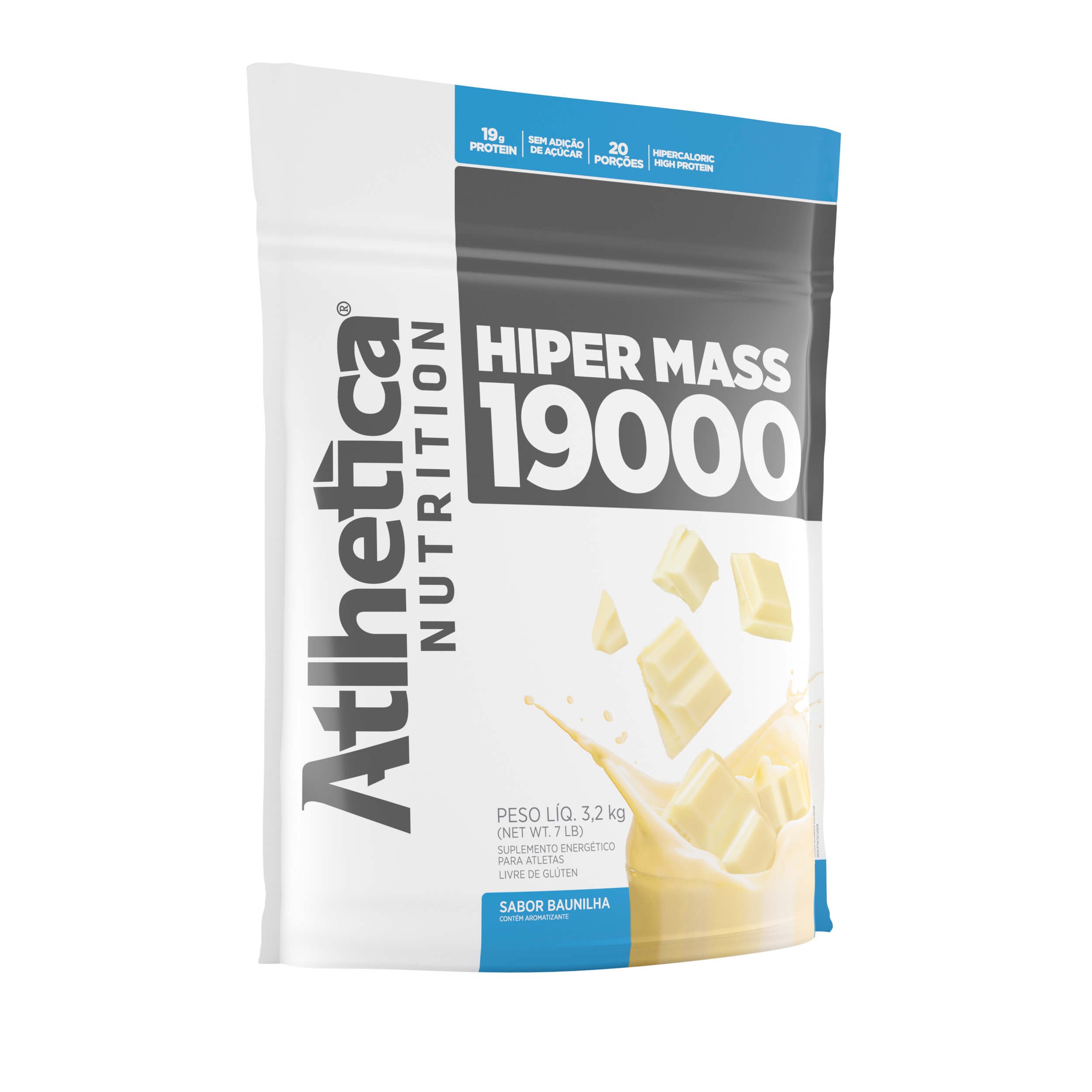 Hiper Mass 19000 Refil Baunilha, Athletica Nutrition, 3200g