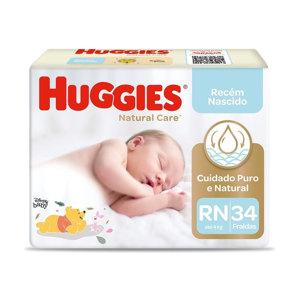 Fralda Huggies Natural Care RN com 34 unidades