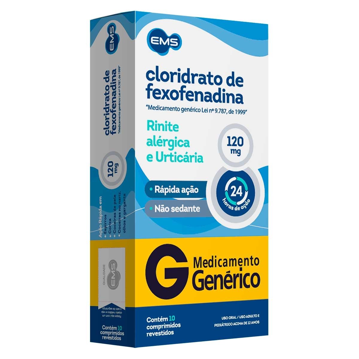 Cloridrato De Fexofenadina 120Mg Ems 10 Comprimidos