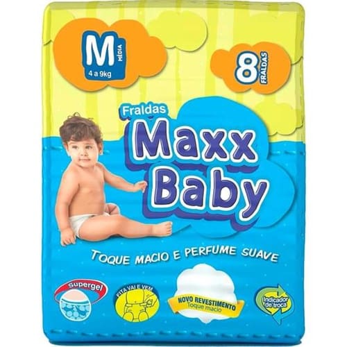 Fralda Descartável Maxx Baby Tamanho M Pacote 8 Un