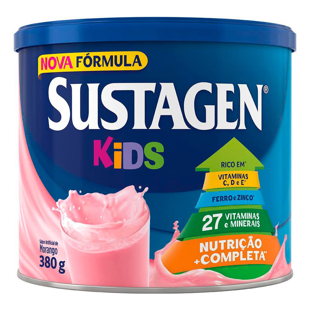 Pó p/ Preparo de Bebida Morango Sustagen Kids Lata 350g