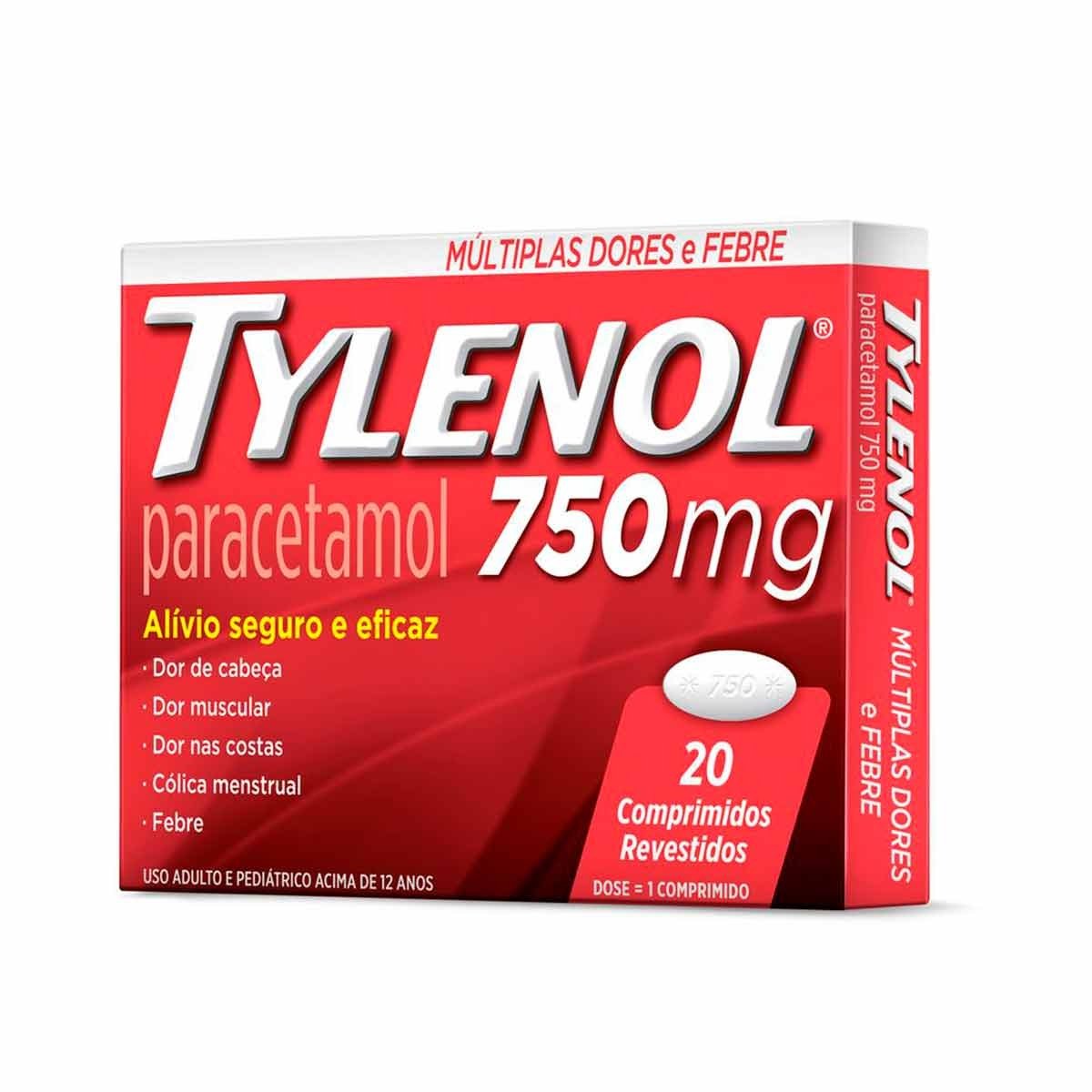 Tylenol 750Mg Janssen-Cilag Com 20 Comprimidos