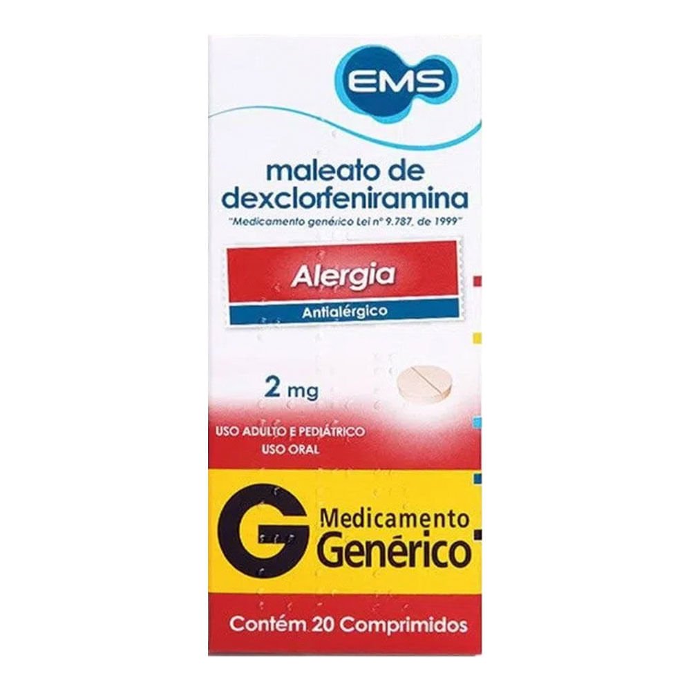 Dexclorfemiramina 2mg 20 Comprimidos - EMS