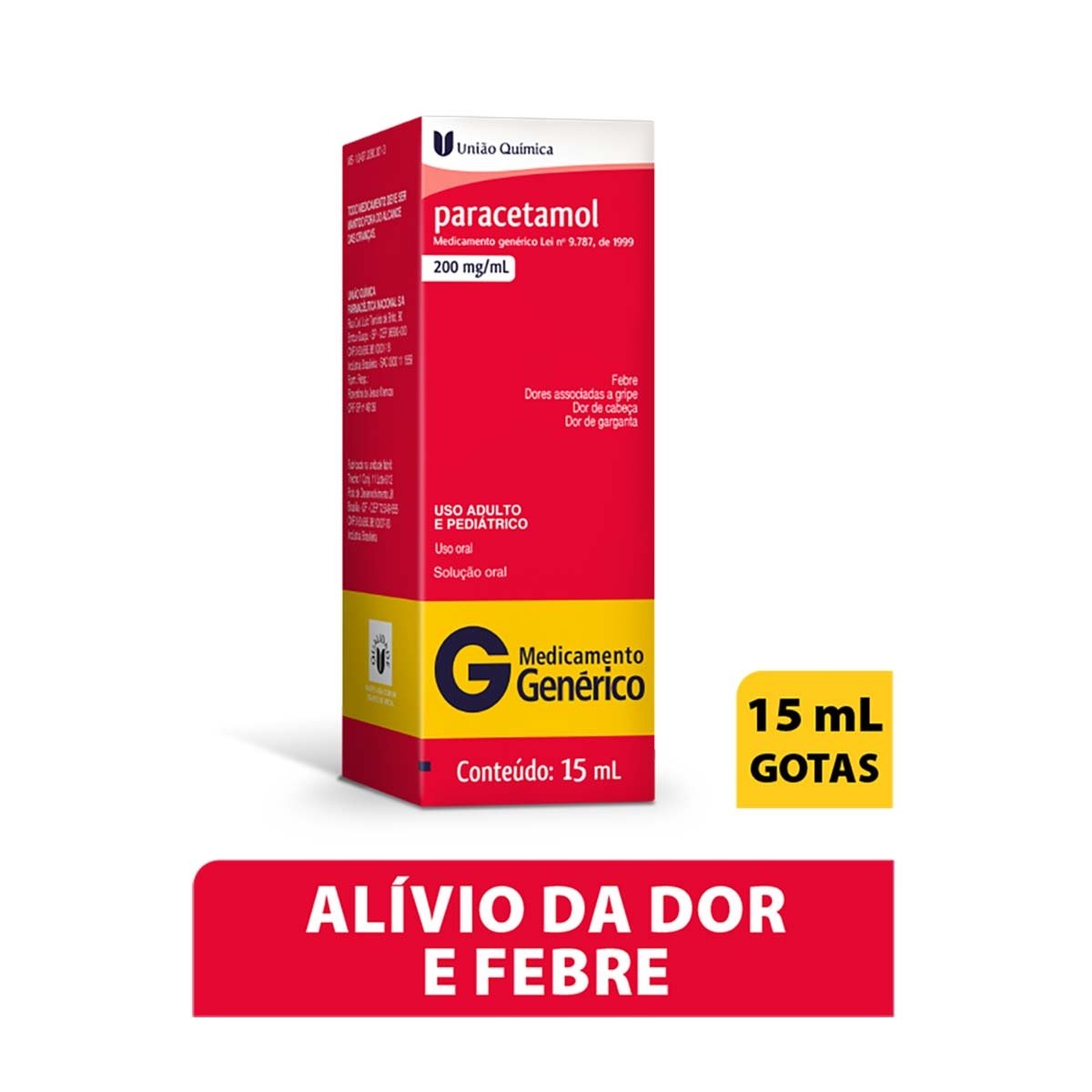 Paracetamol 200Mg/Ml União Química Com 15Ml