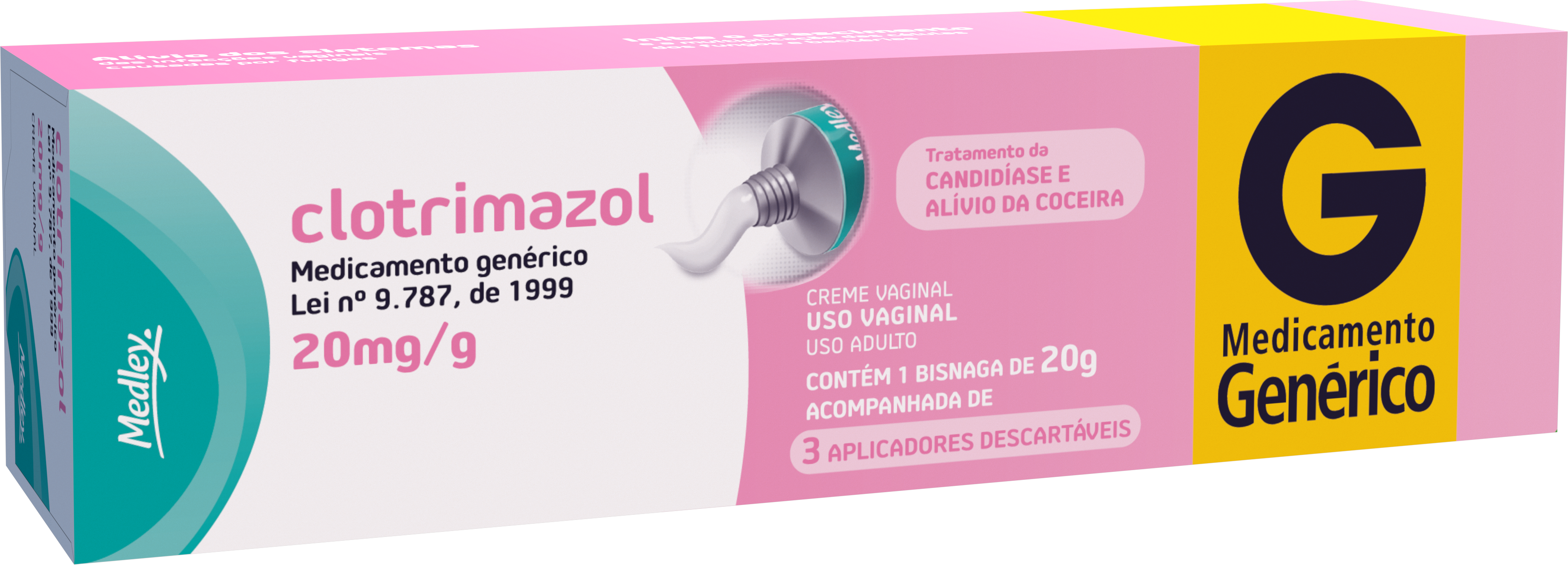 Clotrimazol 20mg/g Creme Vaginal 20g + 3 Aplicadores -MEDLEY