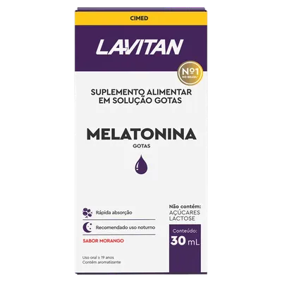 Melatonina Morango Lavitan 30ml Solução Gotas